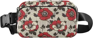 Flat Floral Fanny Pack Water Resistant, Women Men Waist Pack Sling Bag Purse for Travel Hiking