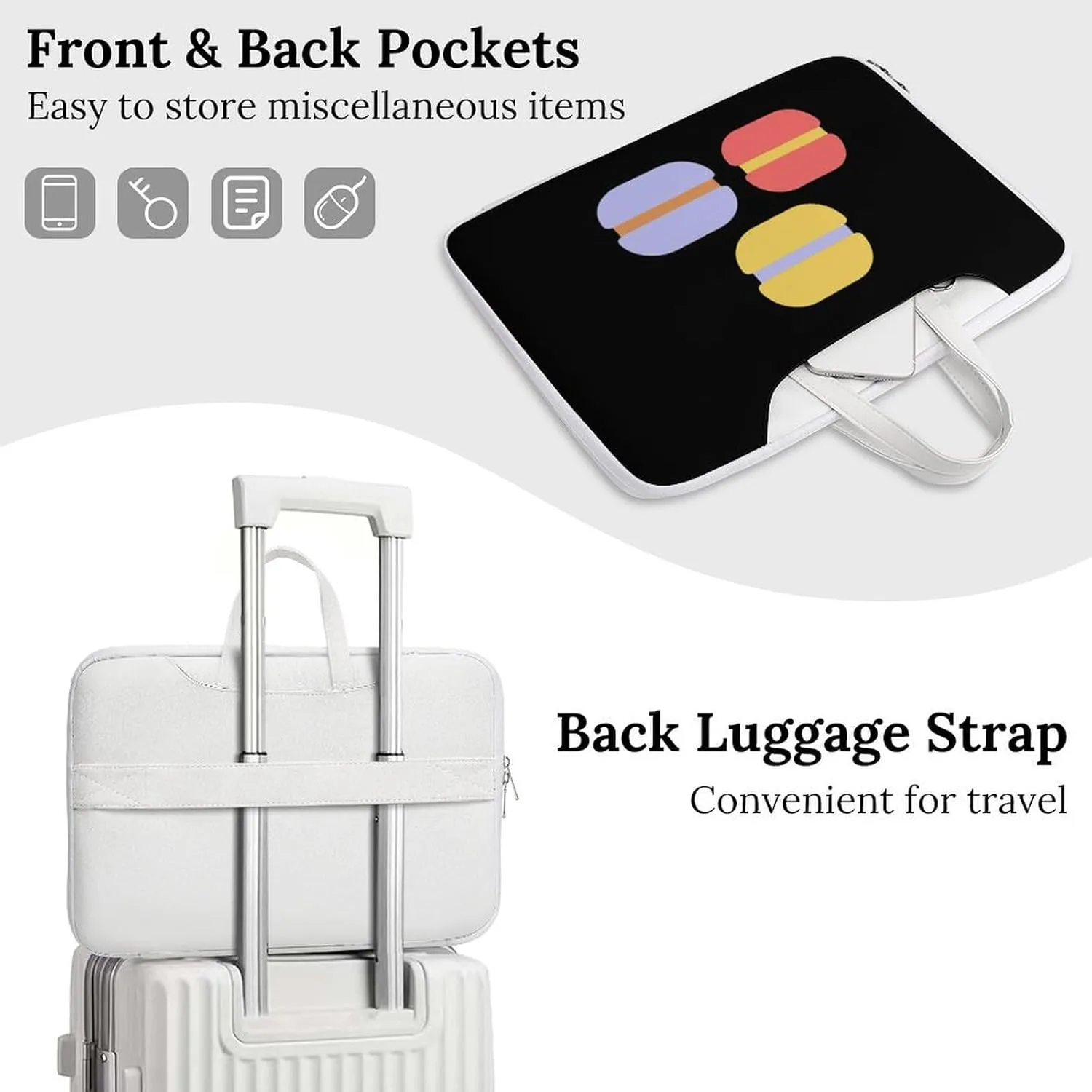 Flat Macarons Leather Bag Laptop Case Slim Water Resistant Computer Bags with Handle Briefcase for Work