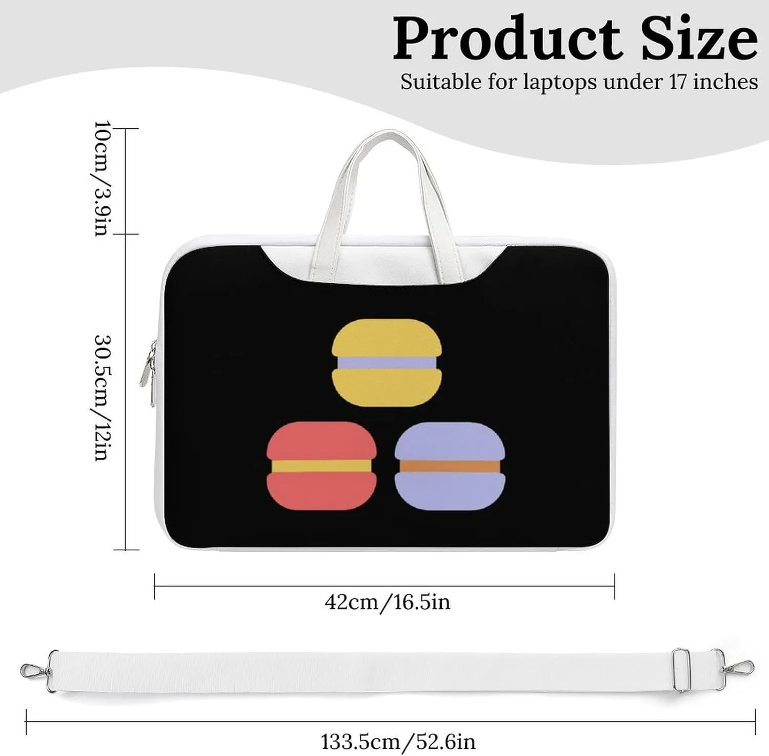 Flat Macarons Leather Bag Laptop Case Slim Water Resistant Computer Bags with Handle Briefcase for Work