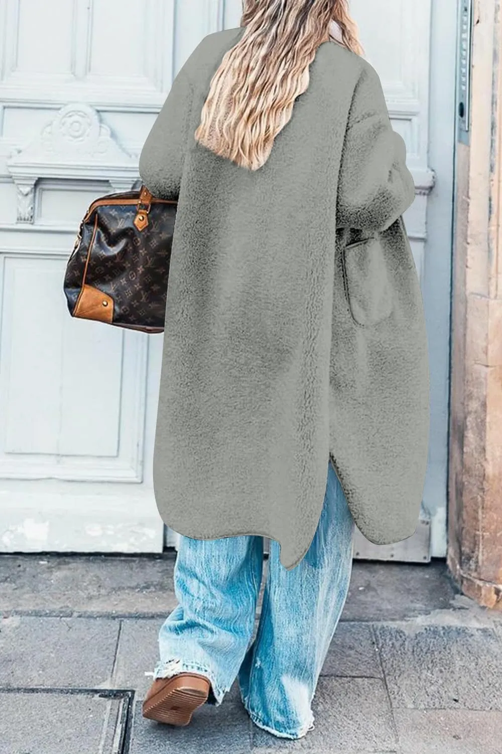 Fleece Coats Women Button Down Long Jackets Winter Flannel Trench Coats Dressy