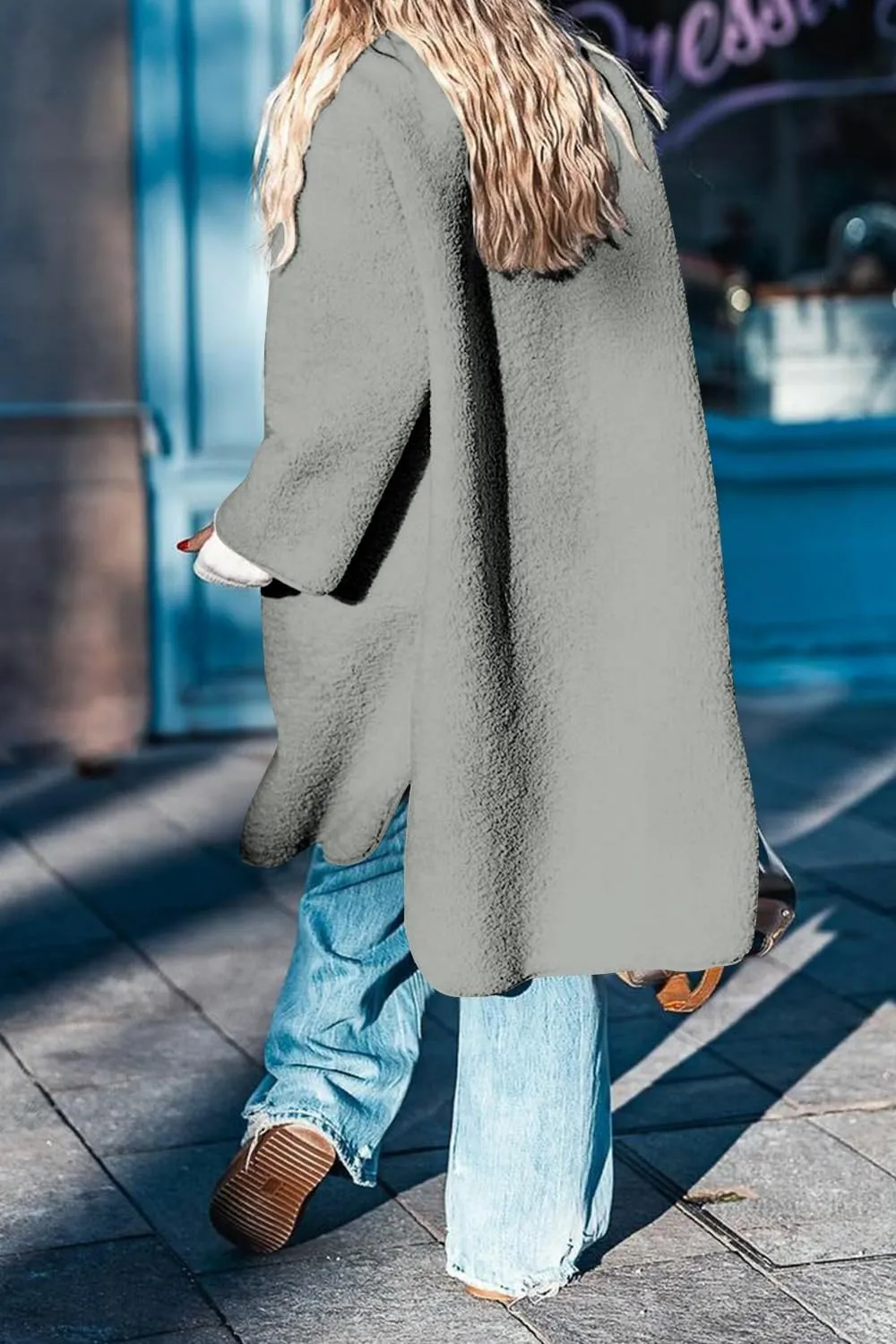 Fleece Coats Women Button Down Long Jackets Winter Flannel Trench Coats Dressy