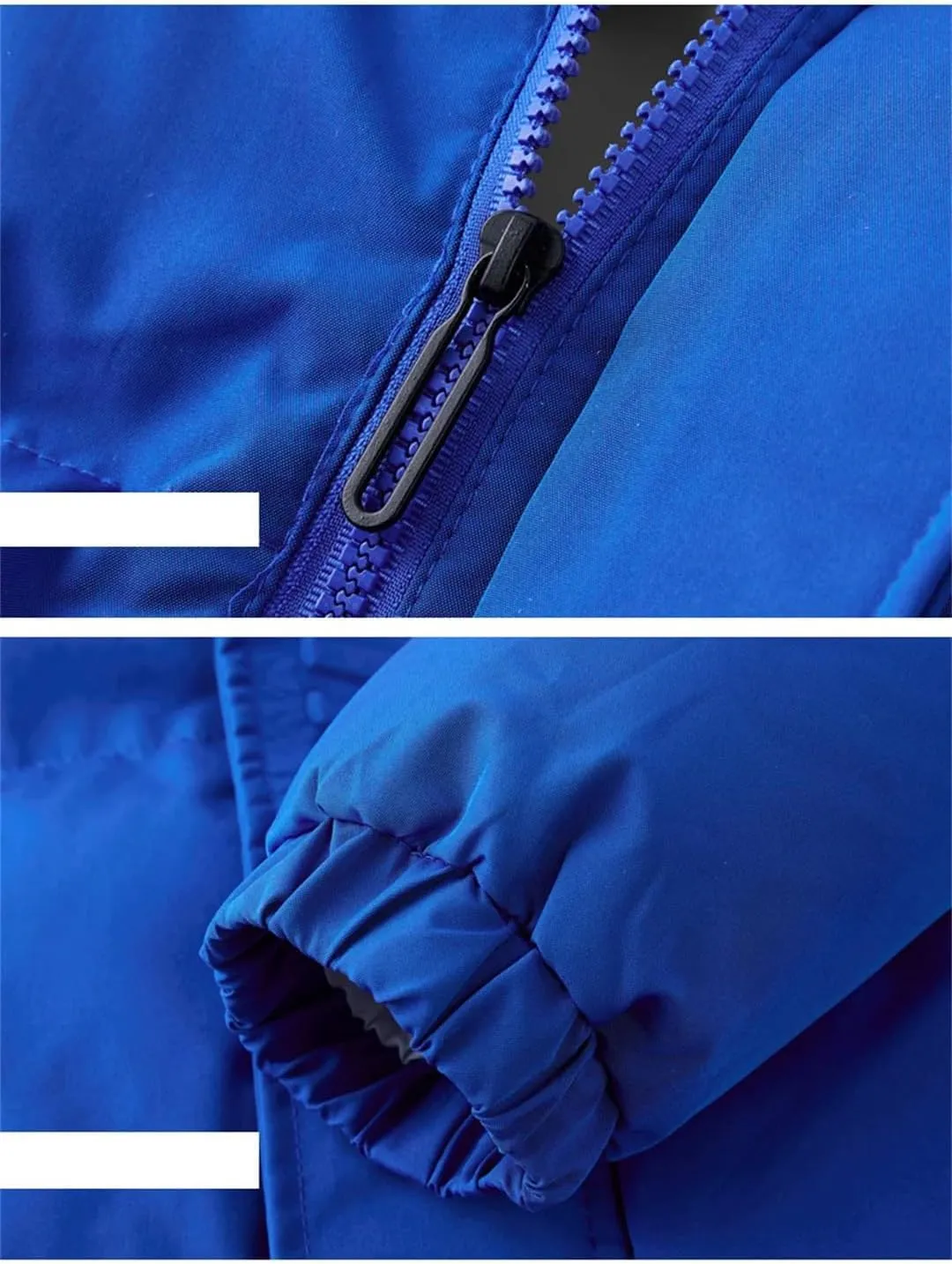 Fnfmrfmr Men Solid Hooded Parkas Jacket Long Sleeve Zipper Pocket Cotton Padded Warm Puffer Coat