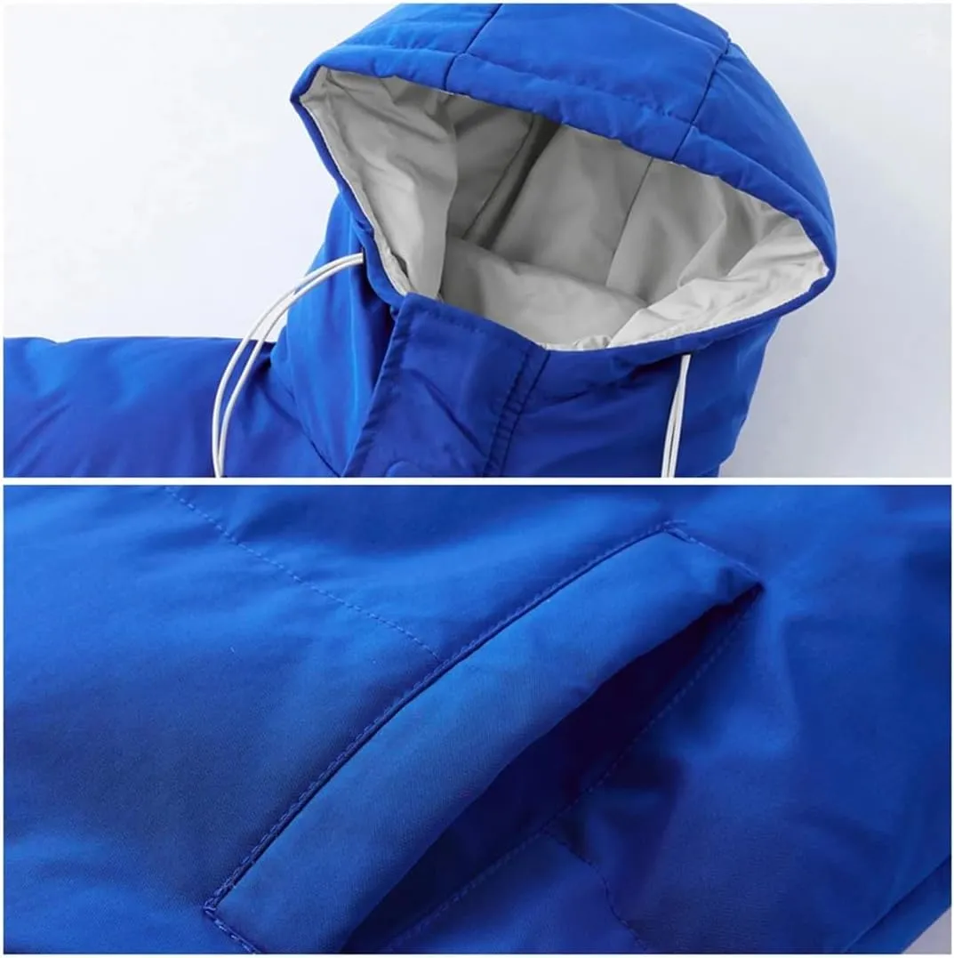 Fnfmrfmr Men Solid Hooded Parkas Jacket Long Sleeve Zipper Pocket Cotton Padded Warm Puffer Coat