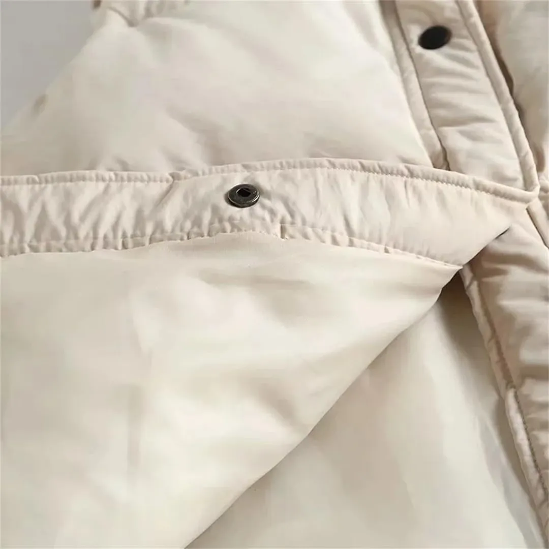 Fnfmrfmr Women Solid Ruched Loose Vest Drawstring Stand Collar Long Jacket Cotton Padded Warm Waistcoat