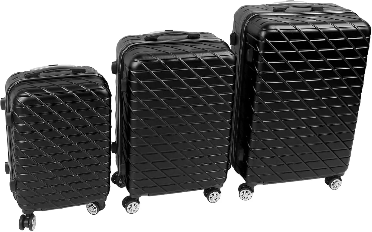 Focket 3 Piece Set Suitcase, Impact 20in 24in 28in Telescoping Handle Spinner Wheels Luggage Set for Travel (Black)