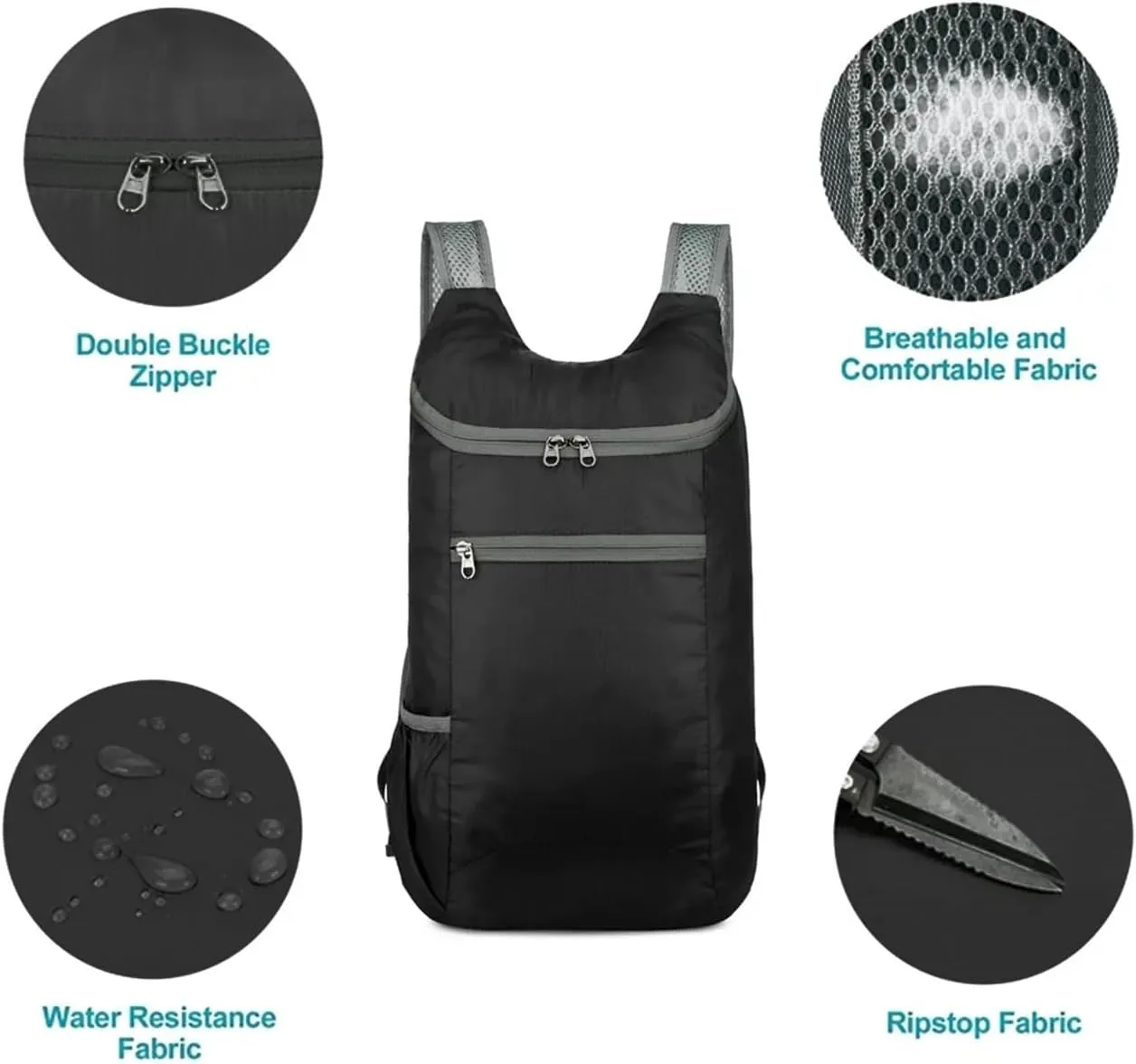 Foldable Backpack,20L Lightweight water resistant Travel Hiking Backpack for Outdoor Sports Camping Daypack Bag (Black)