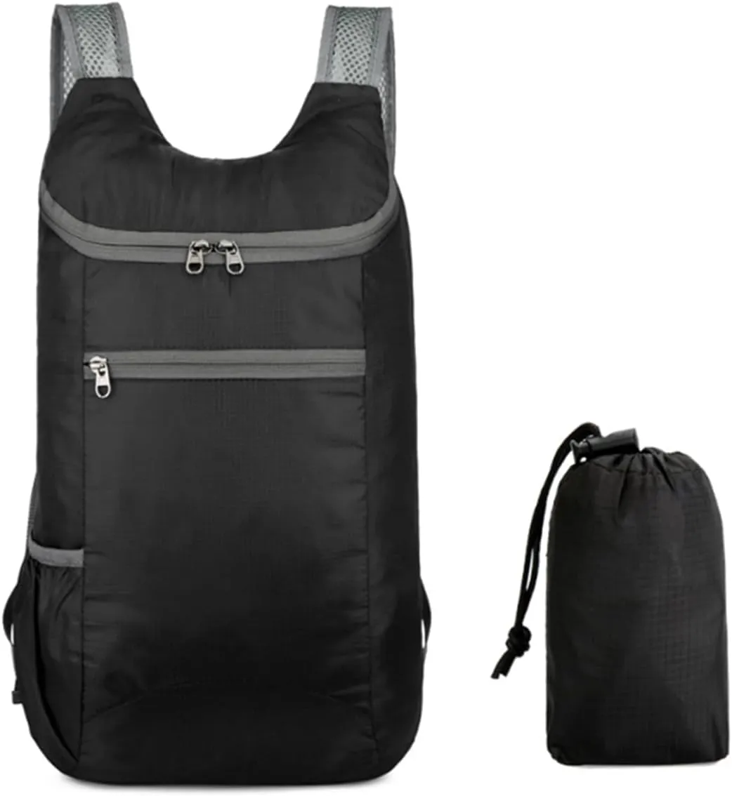Foldable Backpack,20L Lightweight water resistant Travel Hiking Backpack for Outdoor Sports Camping Daypack Bag (Black)