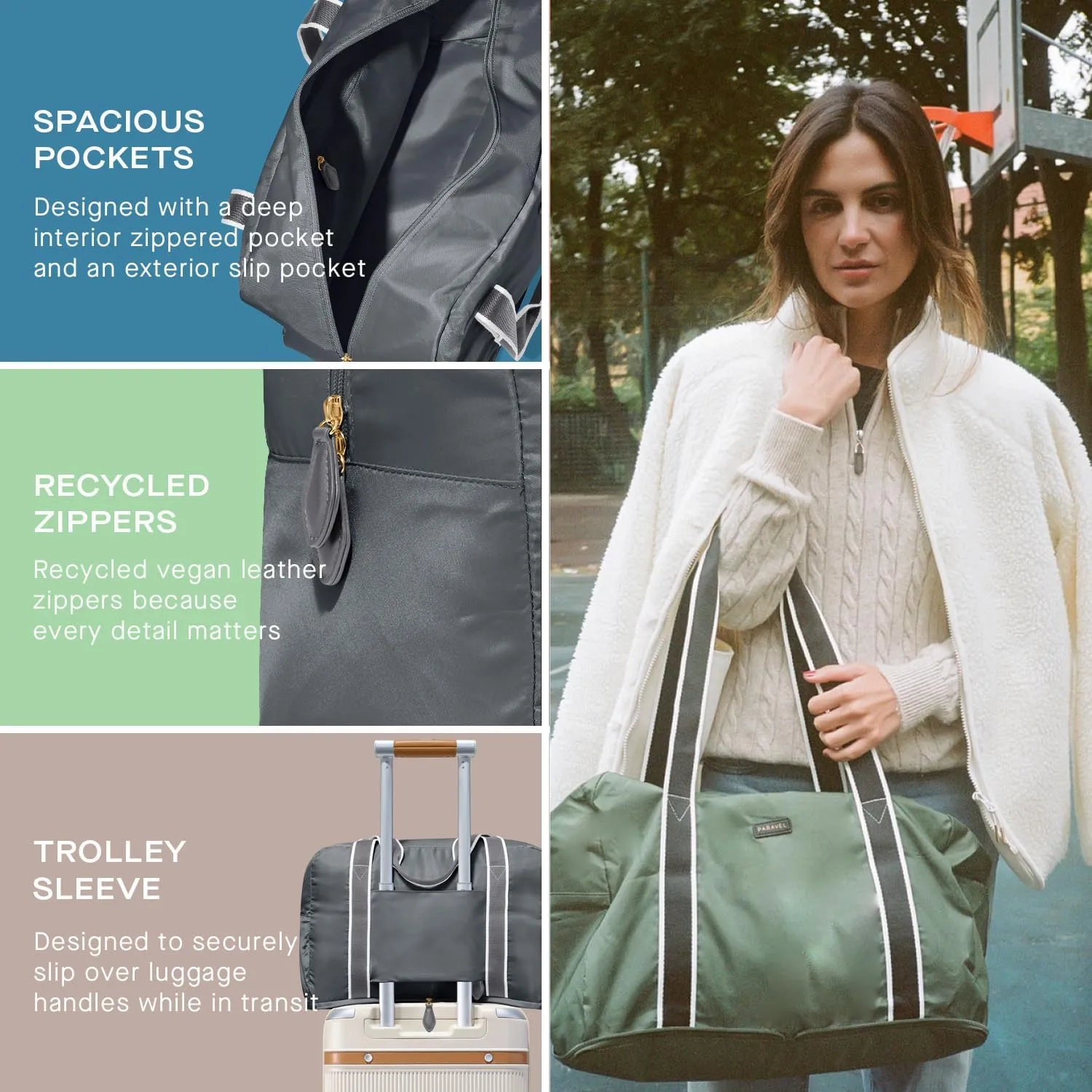 Foldable Duffle Bag for Travel | Lightweight, Water-Resistant, Multifunctional Carry On Bag | Sustainable and Durable Nylon