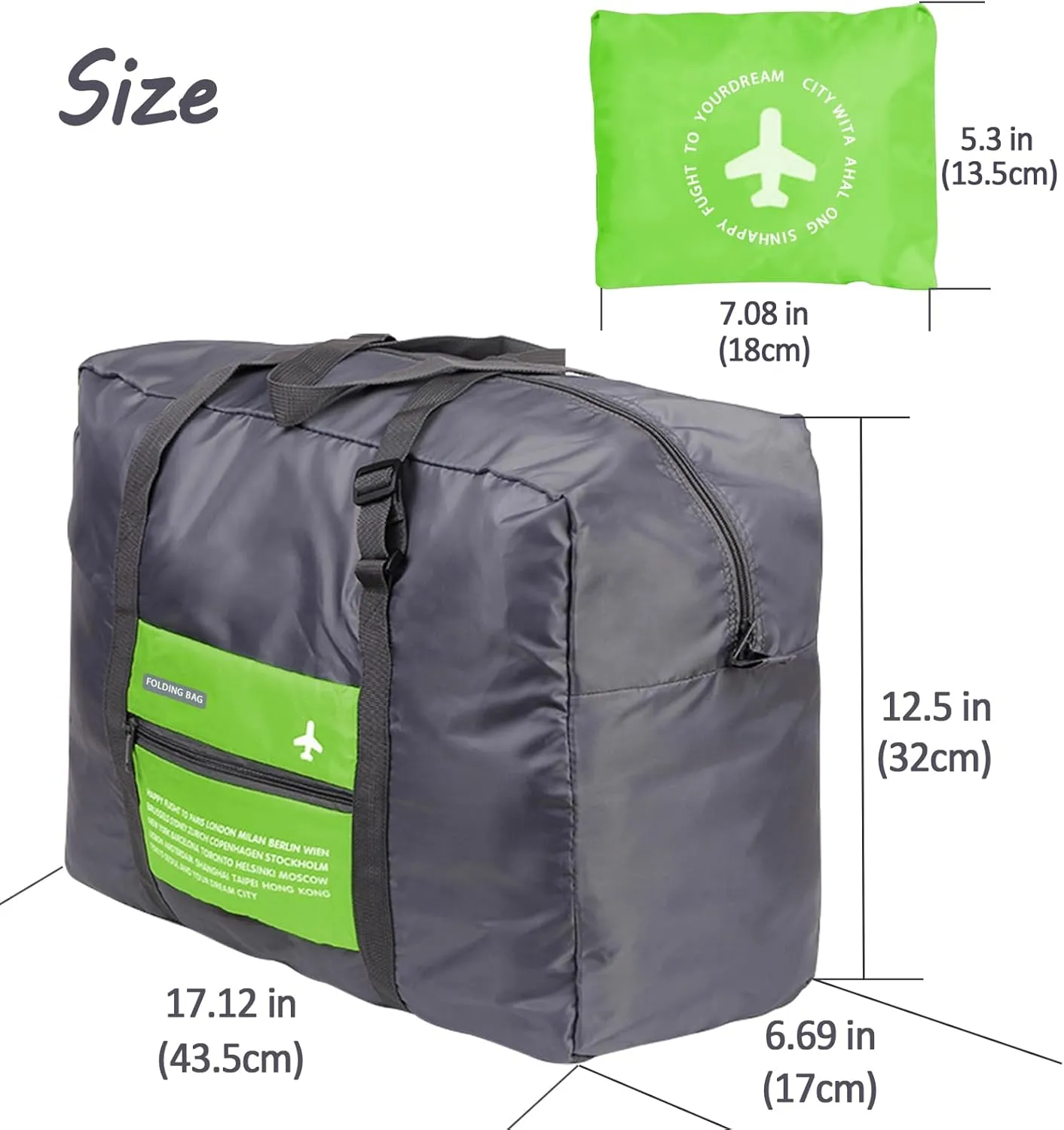 Foldable Travel Duffel Bag Sports Gym Tote Water Resistant Carry on Luggage bag Weekender Overnight Bag