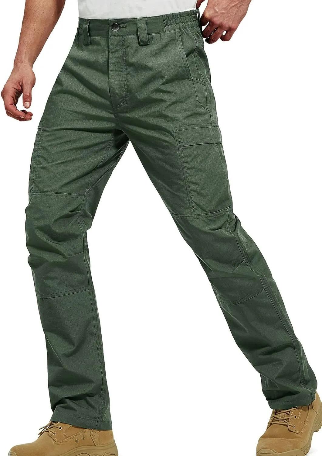FREE SOLDIER Men's Cargo Pants Water Resistant Ripstop Tactical Pants for Men Work Pants Lightweight Outdoor Hiking Pants Men