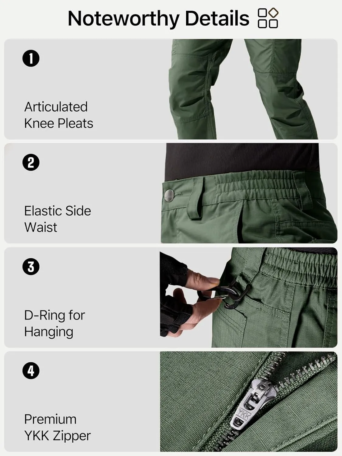 FREE SOLDIER Men's Cargo Pants Water Resistant Ripstop Tactical Pants for Men Work Pants Lightweight Outdoor Hiking Pants Men