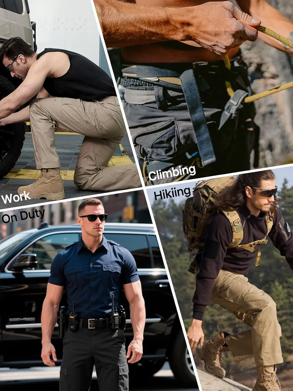 FREE SOLDIER Men's Cargo Pants Water Resistant Ripstop Tactical Pants for Men Work Pants Lightweight Outdoor Hiking Pants Men