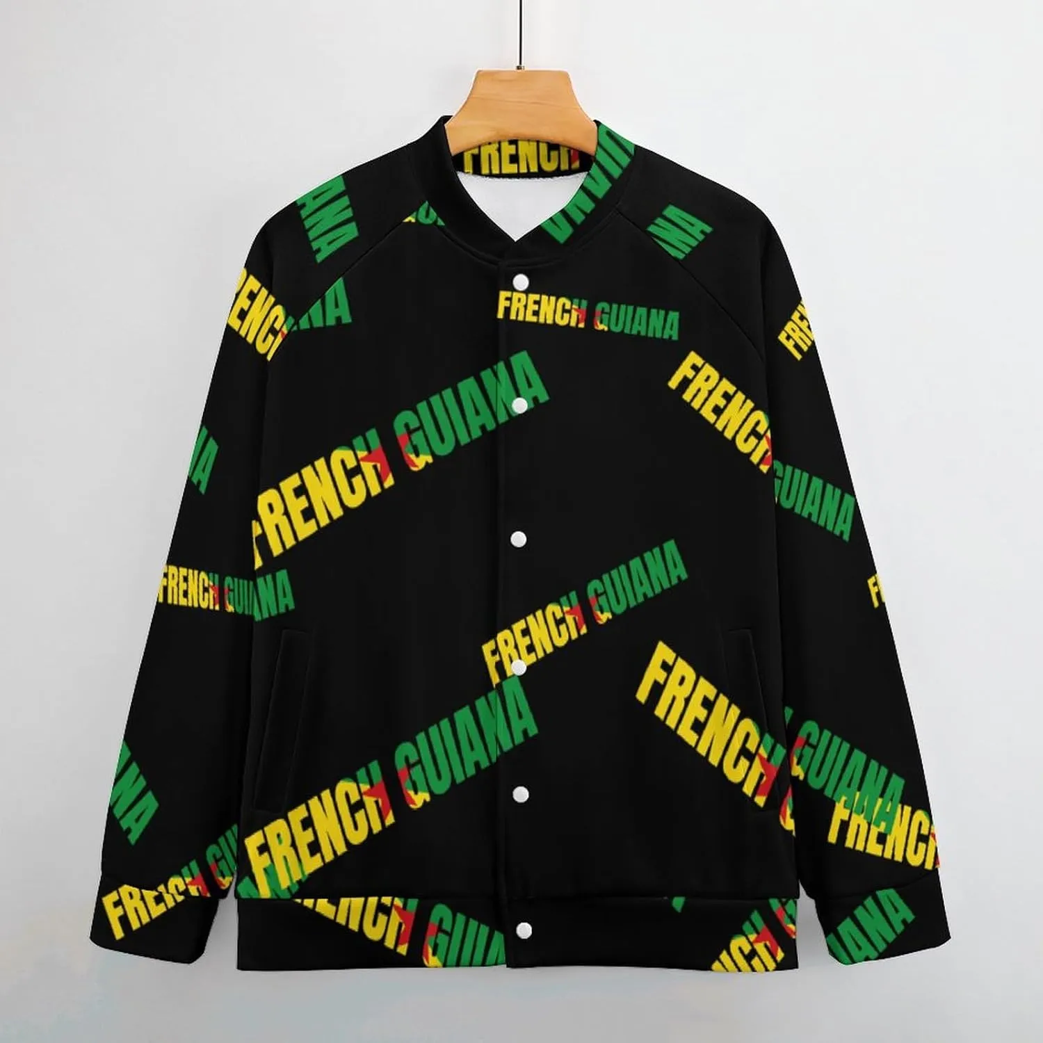 French Guiana Logo Lightweight Men's Baseball Jackets Relaxed Fit Varsity Bomber Jacket Windbreaker Coat