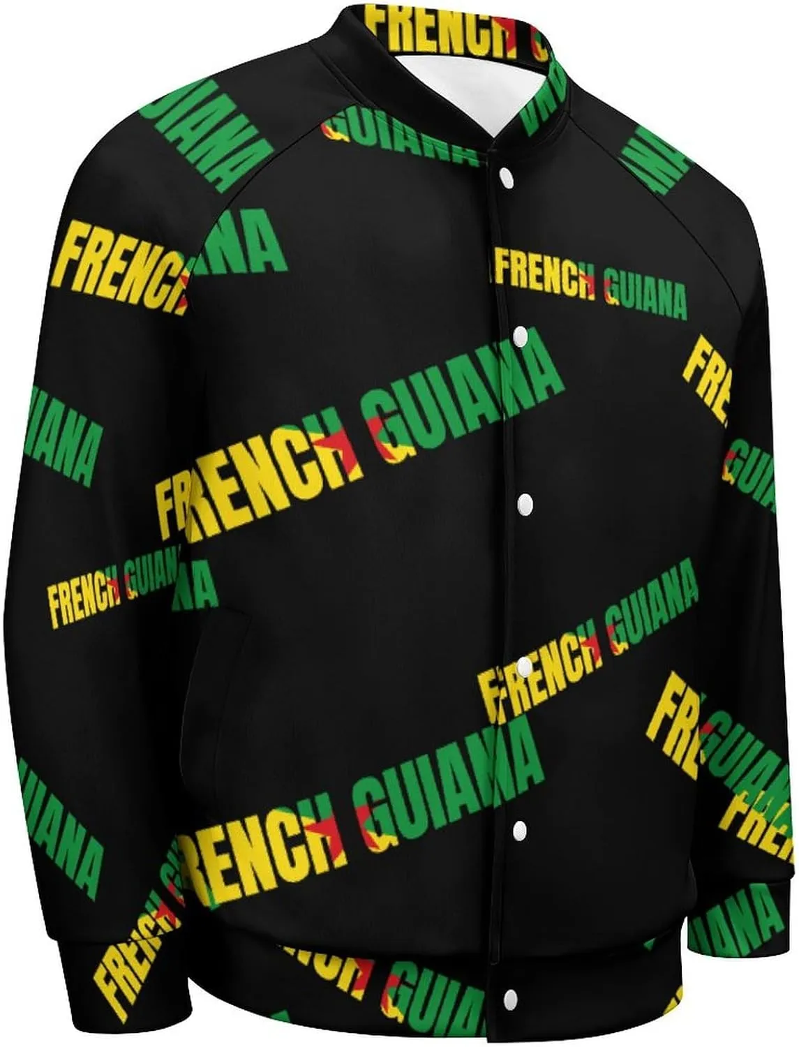 French Guiana Logo Lightweight Men's Baseball Jackets Relaxed Fit Varsity Bomber Jacket Windbreaker Coat