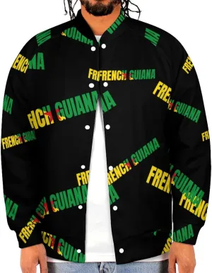 French Guiana Logo Lightweight Men's Baseball Jackets Relaxed Fit Varsity Bomber Jacket Windbreaker Coat