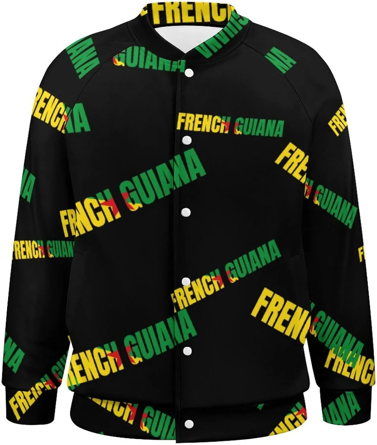 French Guiana Logo Lightweight Men's Baseball Jackets Relaxed Fit Varsity Bomber Jacket Windbreaker Coat