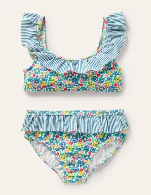 Frill Bikini Set-Elizabethan Blue Spring Floral