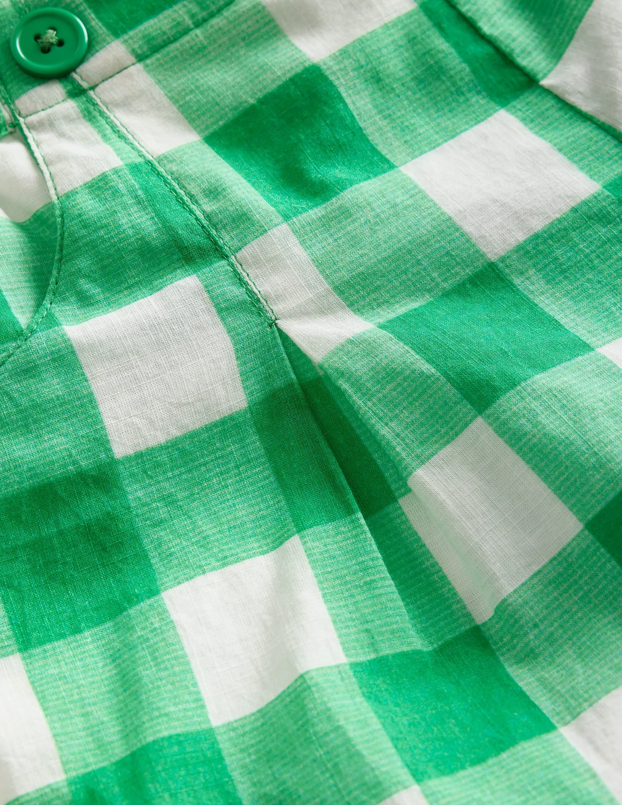 Full Nostalgic Short-Pea Green/ Ivory Gingham