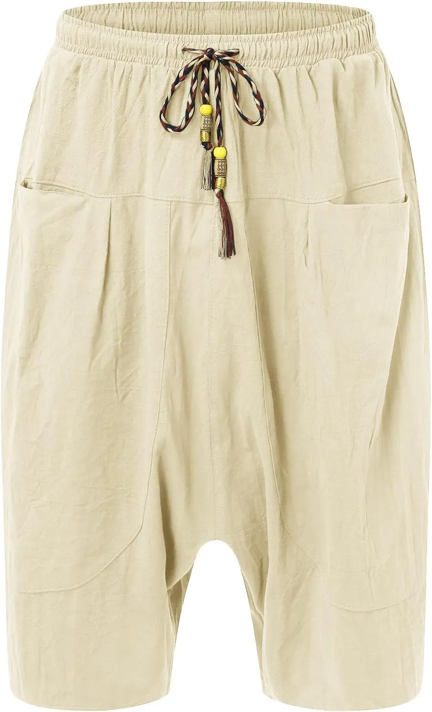 Fxbar Mens Summer Fashion Casual Cropped Pants Loose Low Crotch Harem Pants Short Us