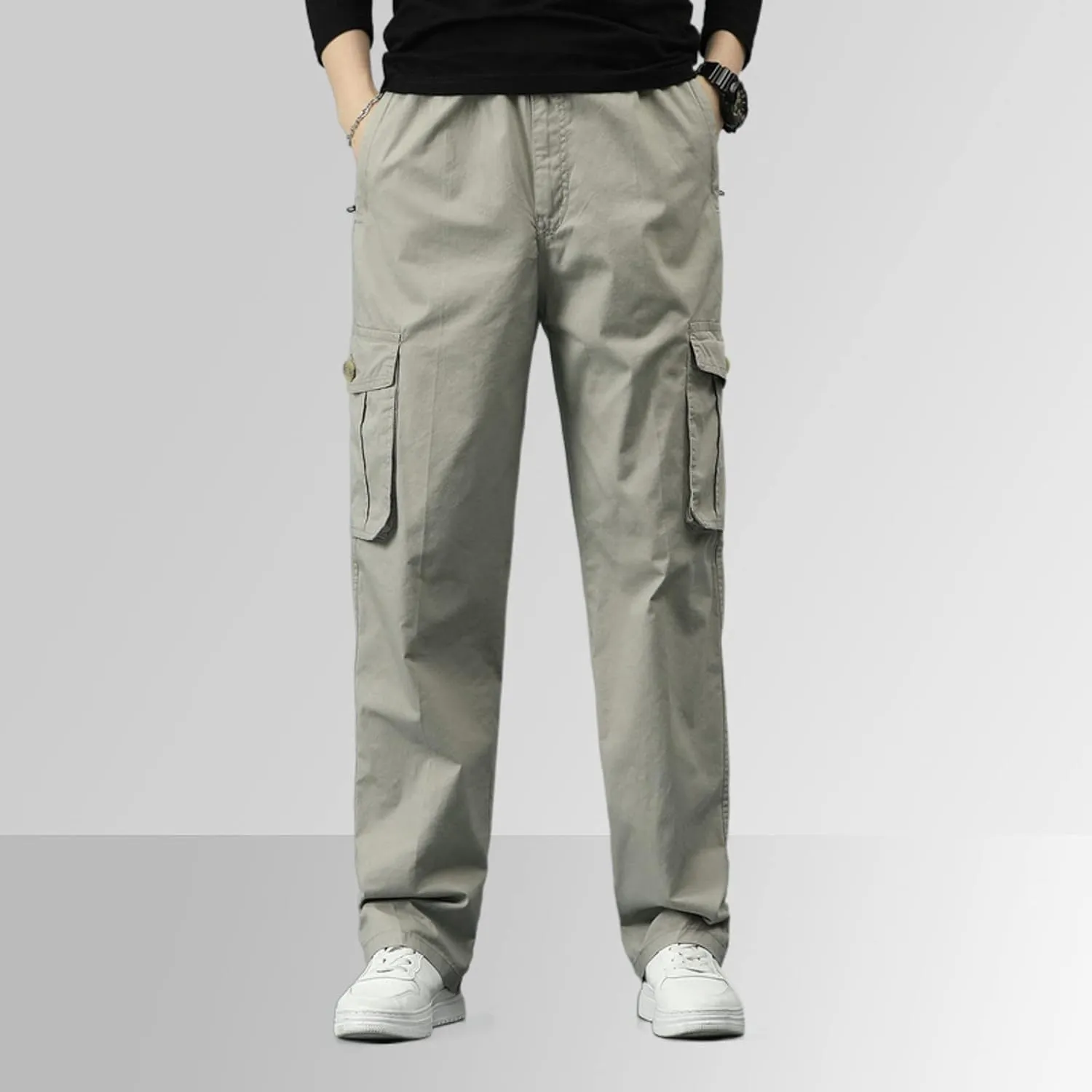 FZVYD Black Pants Men's Relaxed Fit Causal Work Streetwear Baggy Joggers Drawstring Sweatpants with Pockets 2023
