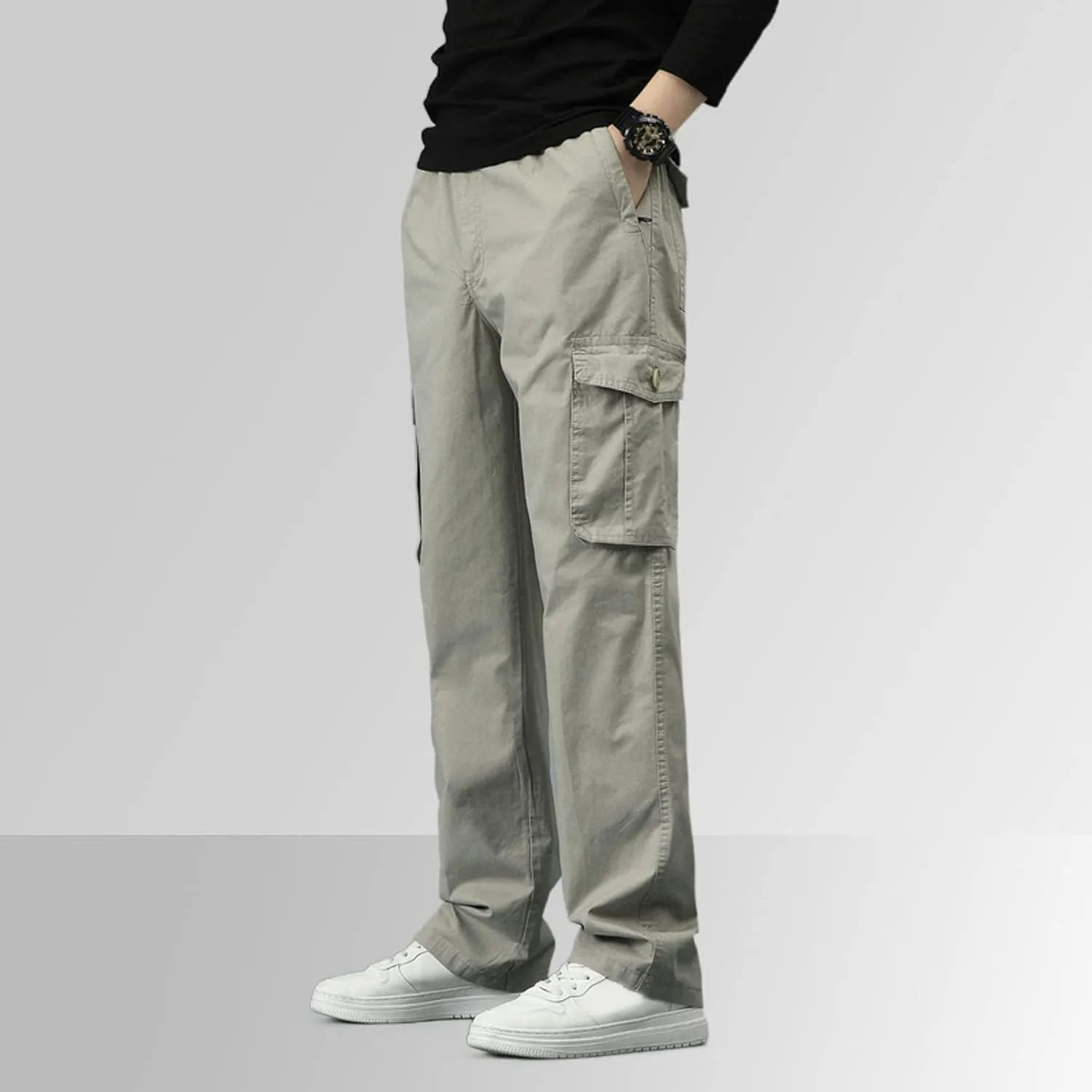 FZVYD Black Pants Men's Relaxed Fit Causal Work Streetwear Baggy Joggers Drawstring Sweatpants with Pockets 2023