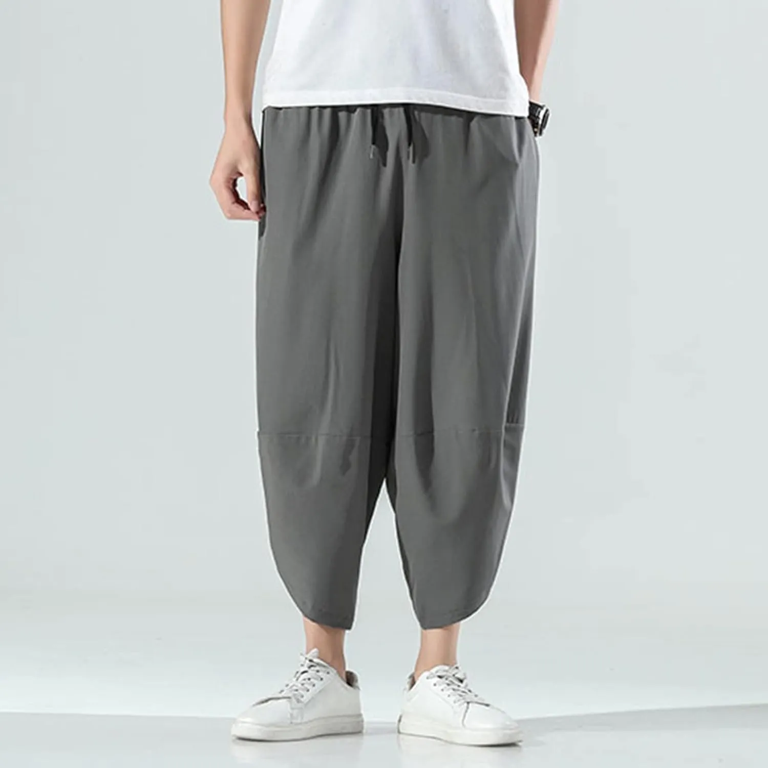 FZVYD Casual Pants Mens Casual Elastic Drawstring Cargo Pants Lightweight Relaxed Fit Cotton Workout Sweatpants 2023