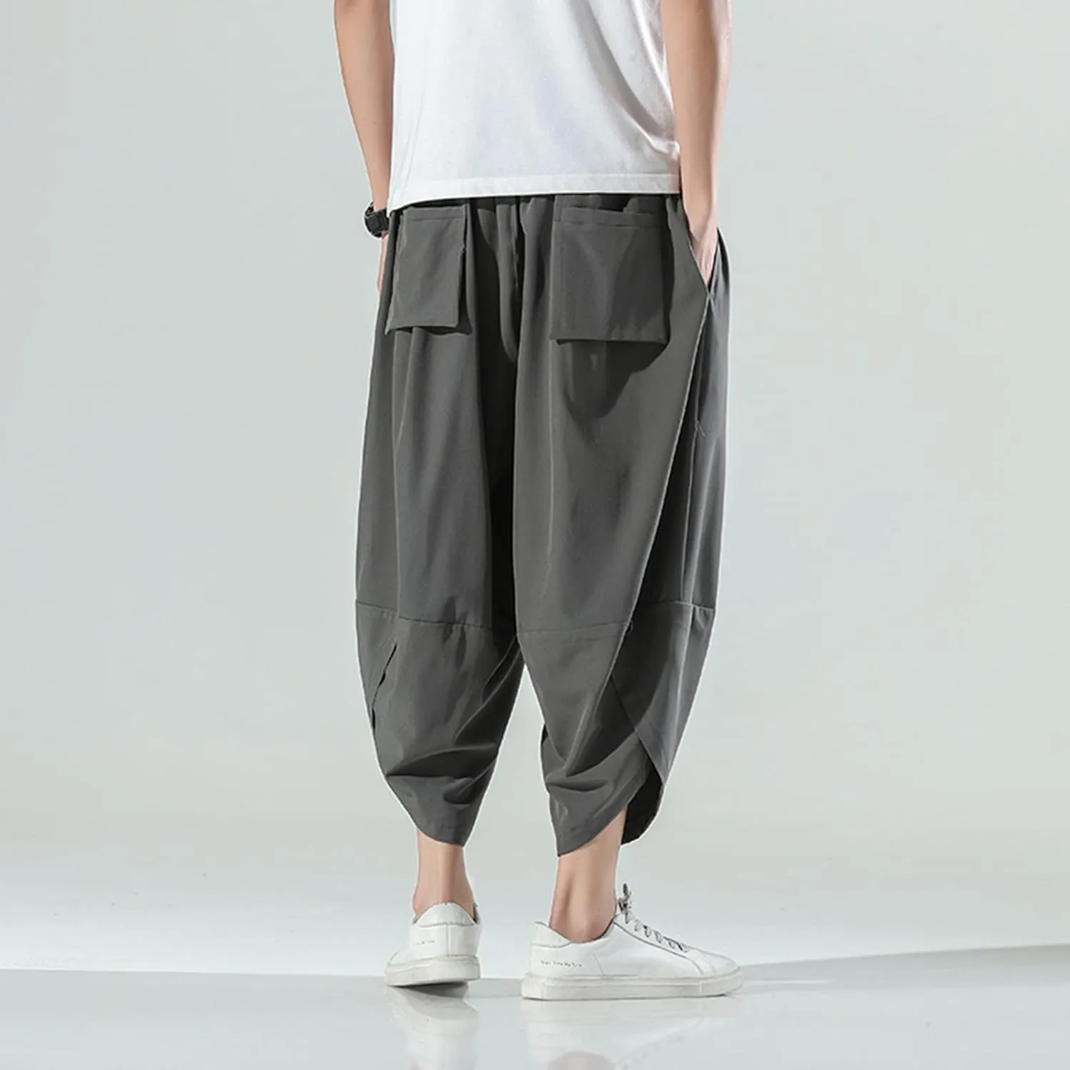 FZVYD Casual Pants Mens Casual Elastic Drawstring Cargo Pants Lightweight Relaxed Fit Cotton Workout Sweatpants 2023