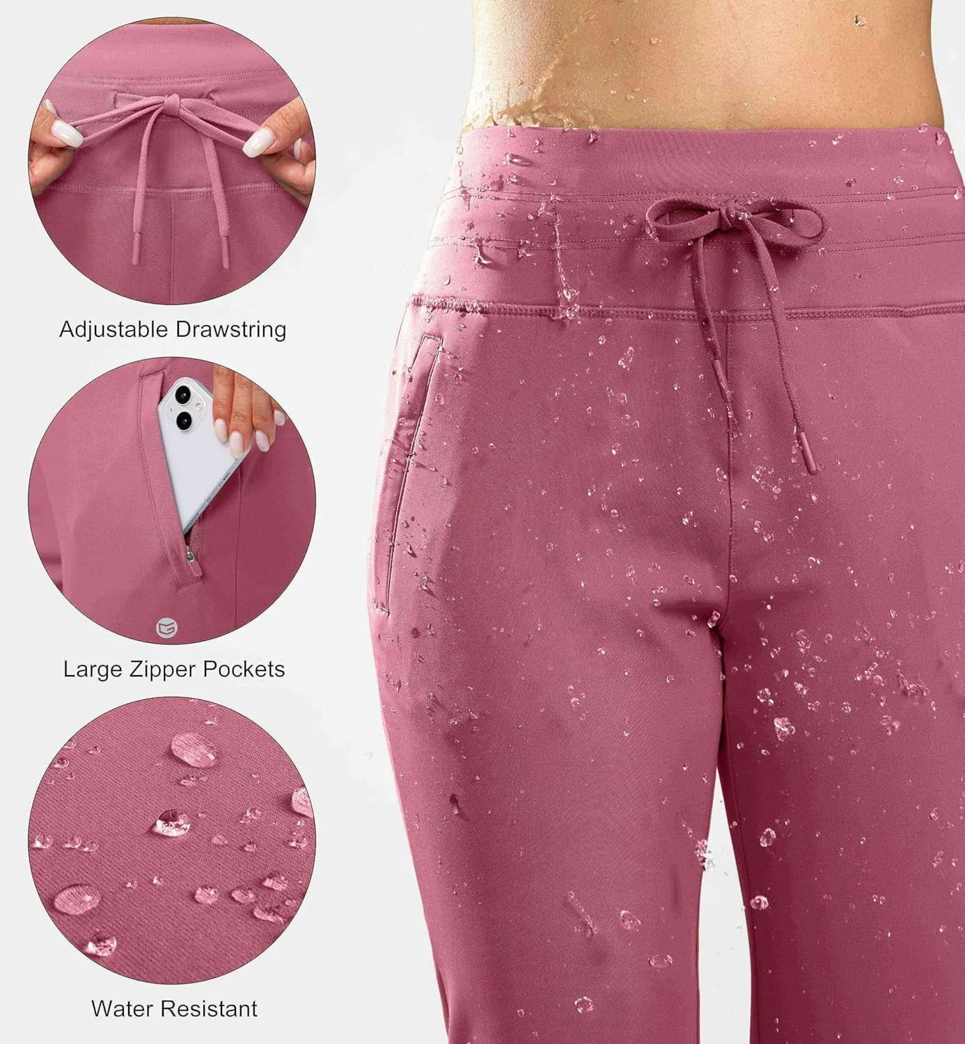 G Gradual Women's Fleece Lined Joggers High Waisted Water Resistant Thermal Winter Sweatpants Running Hiking Pockets