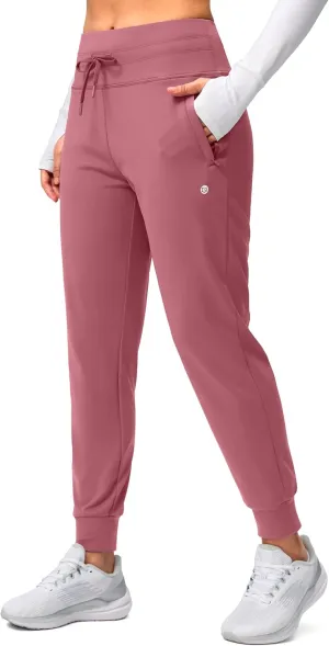 G Gradual Women's Fleece Lined Joggers High Waisted Water Resistant Thermal Winter Sweatpants Running Hiking Pockets