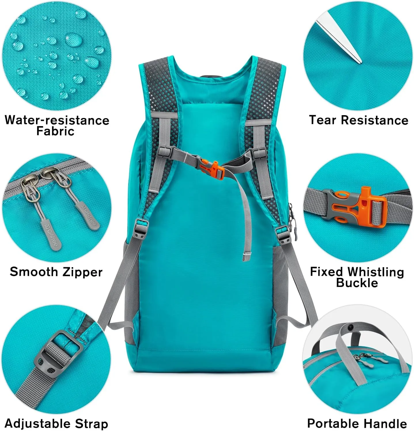 G4Free 25L Lightweight Hiking Backpack Packable Foldable Sport Travel Daypack Water Resistant for Women MenPeacock Blue