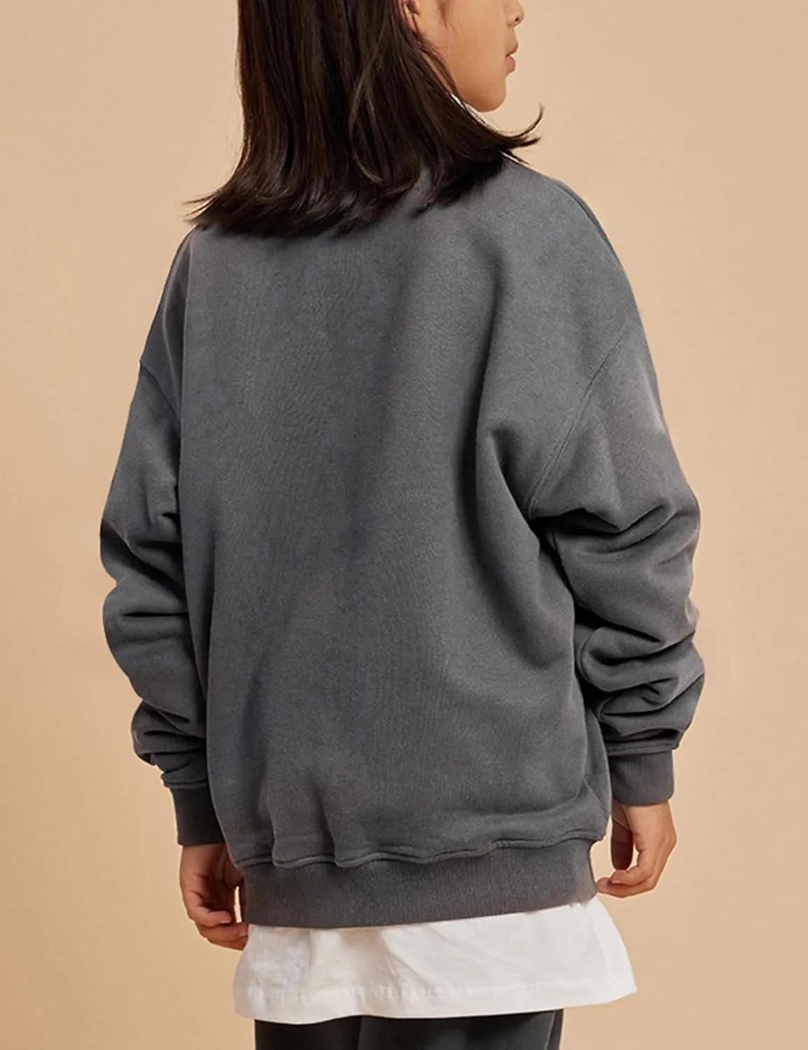Gihuo Unisex Boy's Girls Winter Warm Sherpa Lined Crewneck Pullover Sweatshirt Fleece Casual Fall Clothes Sweatshirts