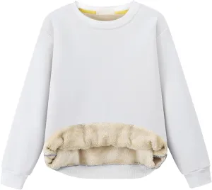 Gihuo Unisex Boy's Girls Winter Warm Sherpa Lined Crewneck Pullover Sweatshirt Fleece Casual Fall Clothes Sweatshirts