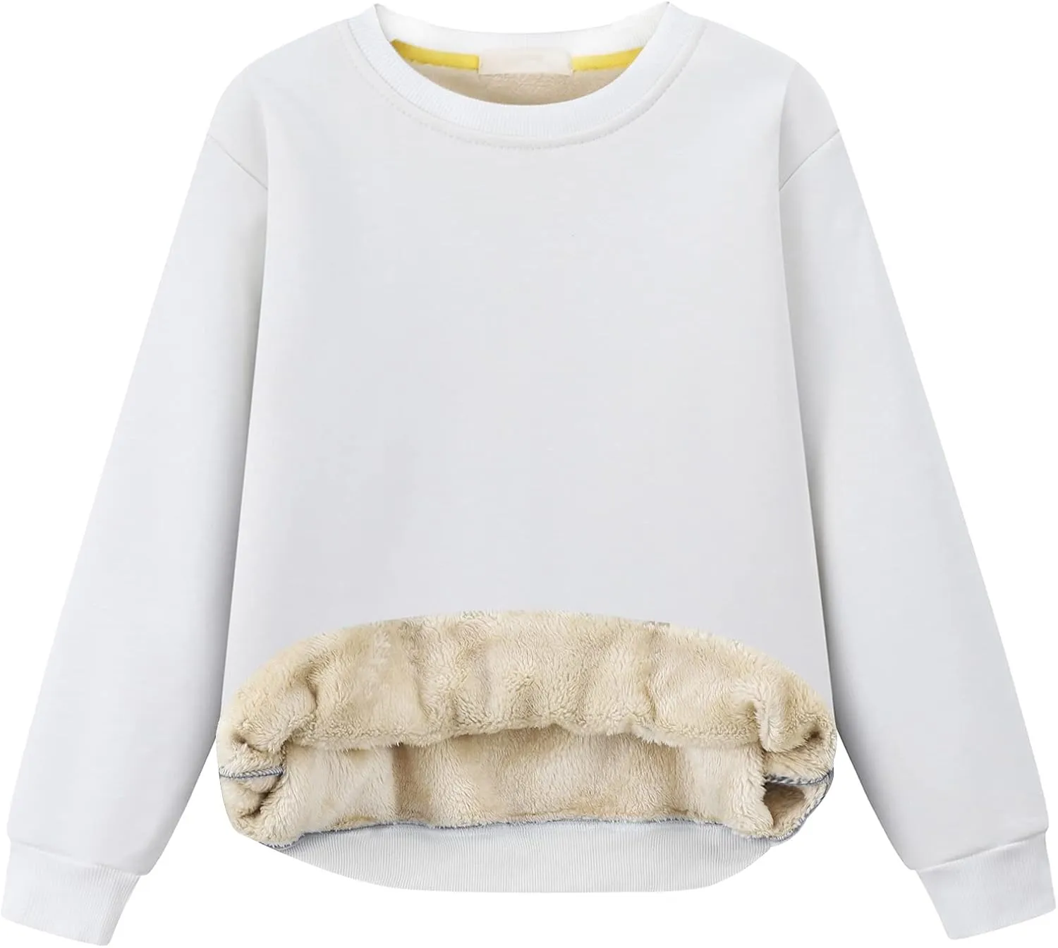 Gihuo Unisex Boy's Girls Winter Warm Sherpa Lined Crewneck Pullover Sweatshirt Fleece Casual Fall Clothes Sweatshirts