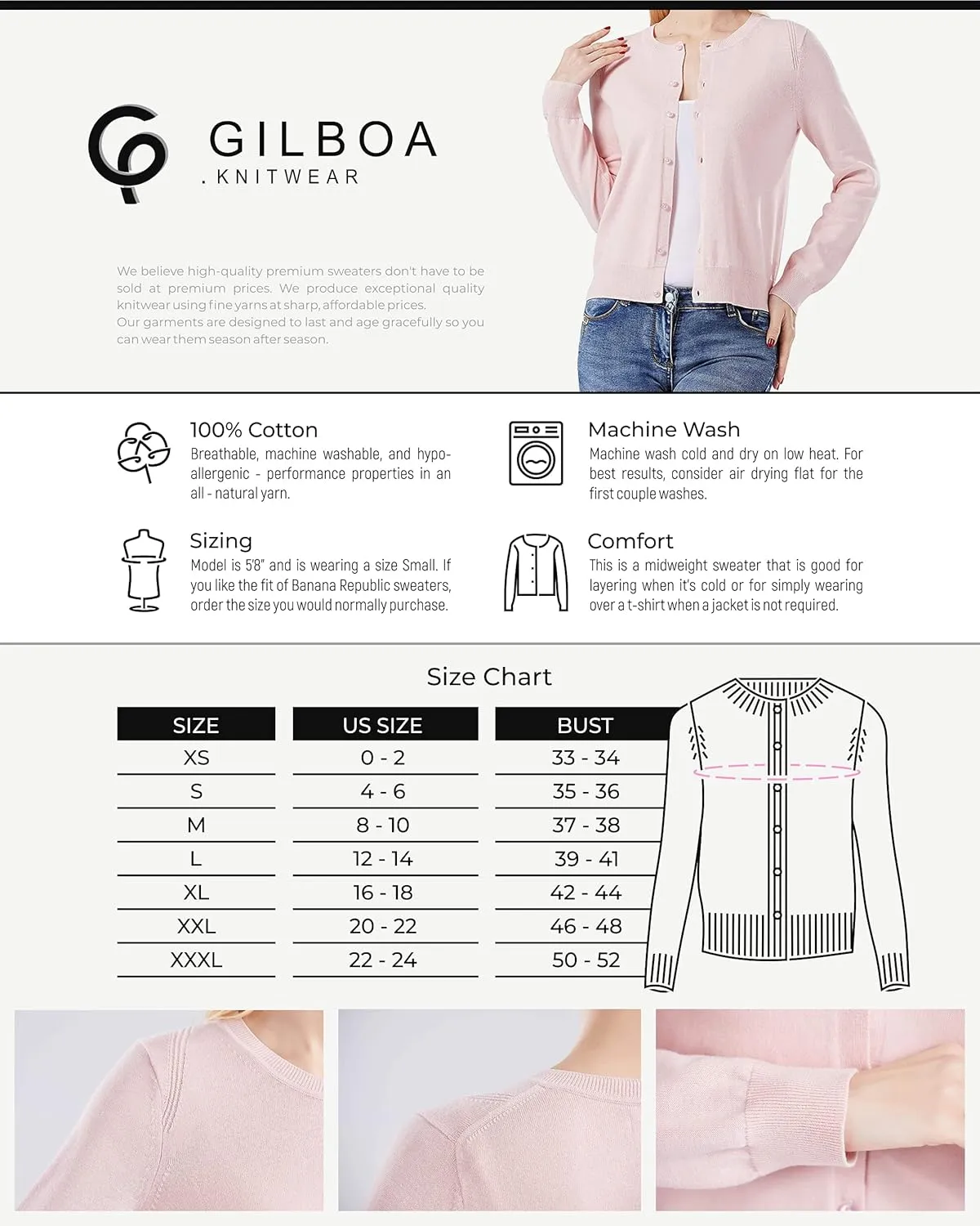 Gilboa Women's 100% Cotton Cardigan Sweater