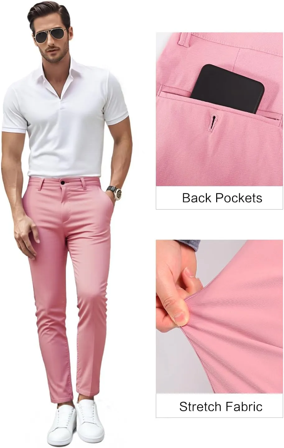 GINGTTO Mens Dress Pants Slim Fit Stretch Chino Pants for Men