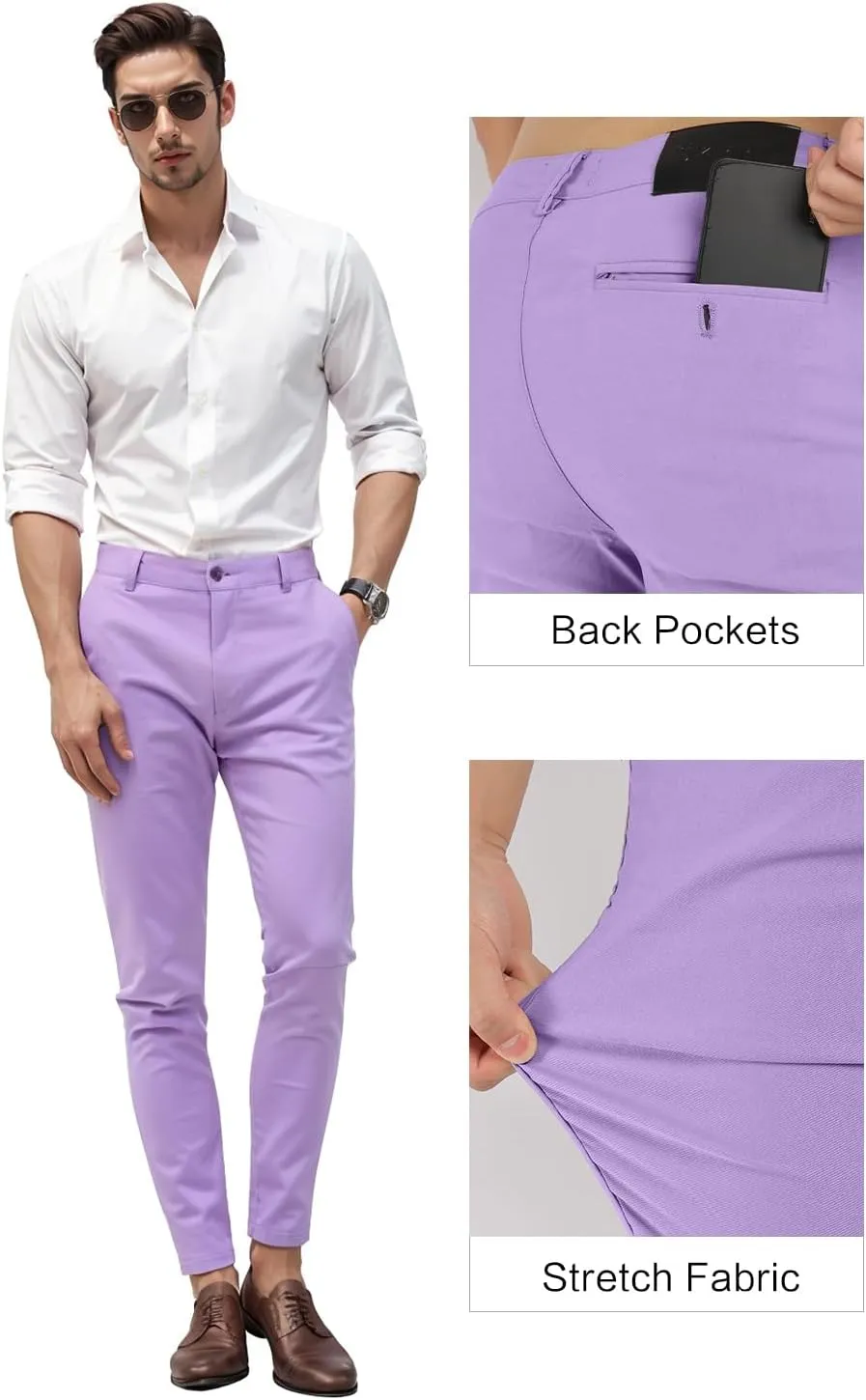 GINGTTO Mens Dress Pants Slim Fit Stretch Chino Pants for Men
