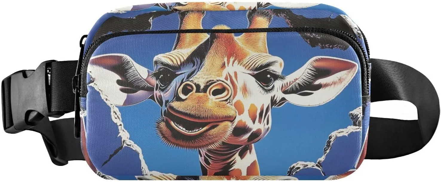 Giraffe Wall Fanny Pack Water Resistant, Women Men Waist Pack Sling Bag Purse for Travel Hiking