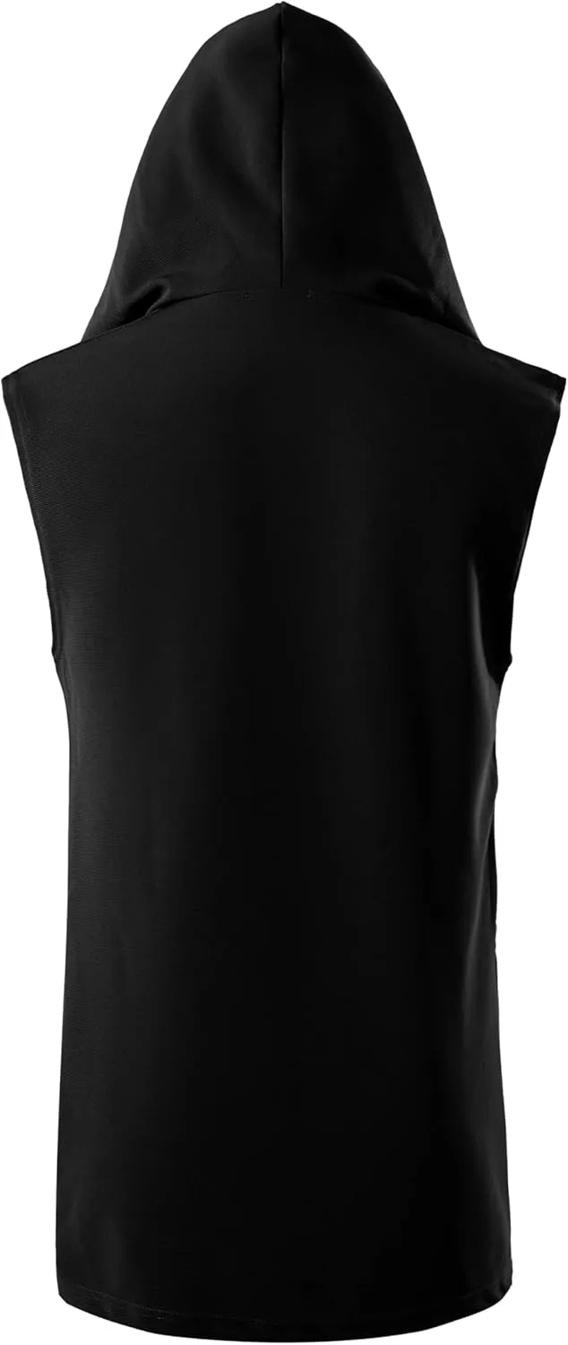 GIVON Mens Sleeveless Ruffle Shawl Collar Cardigan Lightweight Long Hooded Vest Sweater