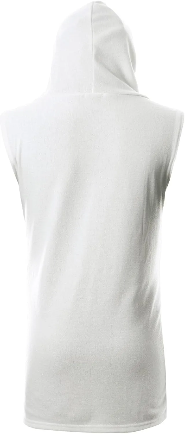 GIVON Mens Sleeveless Ruffle Shawl Collar Cardigan Lightweight Long Hooded Vest Sweater
