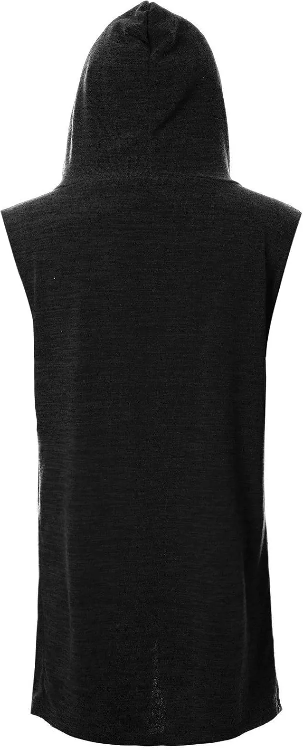 GIVON Mens Sleeveless Ruffle Shawl Collar Cardigan Lightweight Long Hooded Vest Sweater