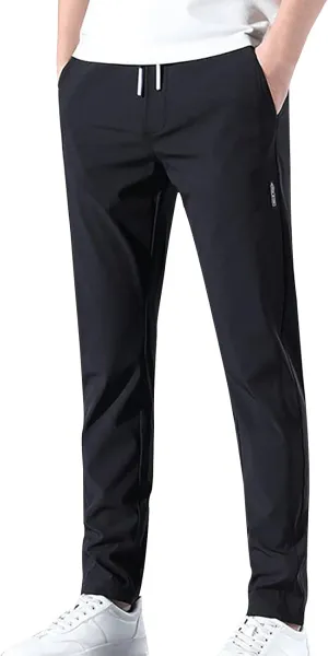 Glidepants for Men, Quick Dry Pull-On Stretch Pants, Men's Summer Glide Solid Color Slim Fit Lightweight Jogging Pants