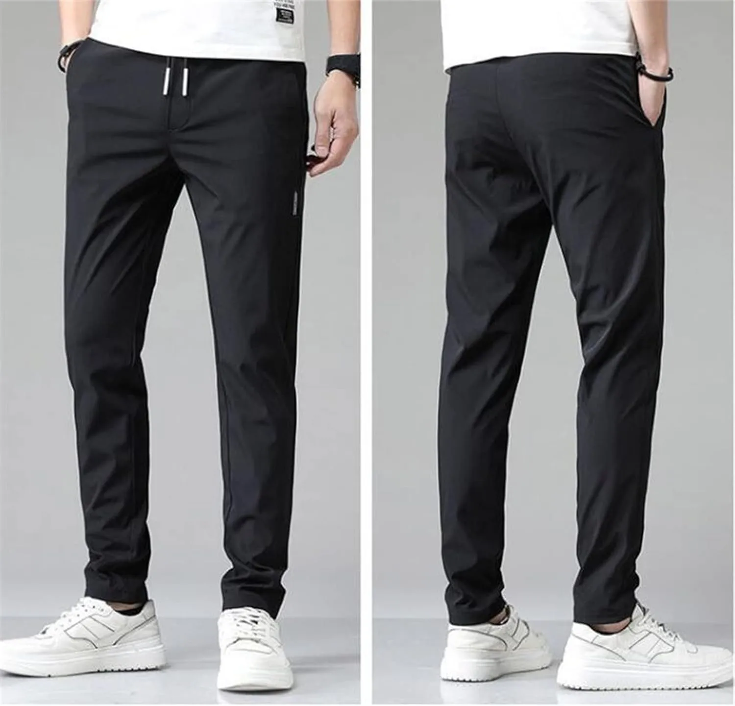 Glidepants for Men, Quick Dry Pull-On Stretch Pants, Men's Summer Glide Solid Color Slim Fit Lightweight Jogging Pants