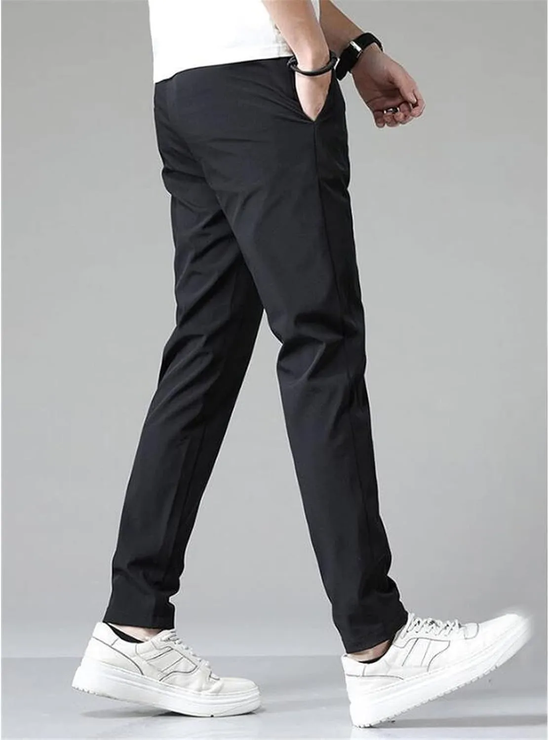 Glidepants for Men, Quick Dry Pull-On Stretch Pants, Men's Summer Glide Solid Color Slim Fit Lightweight Jogging Pants