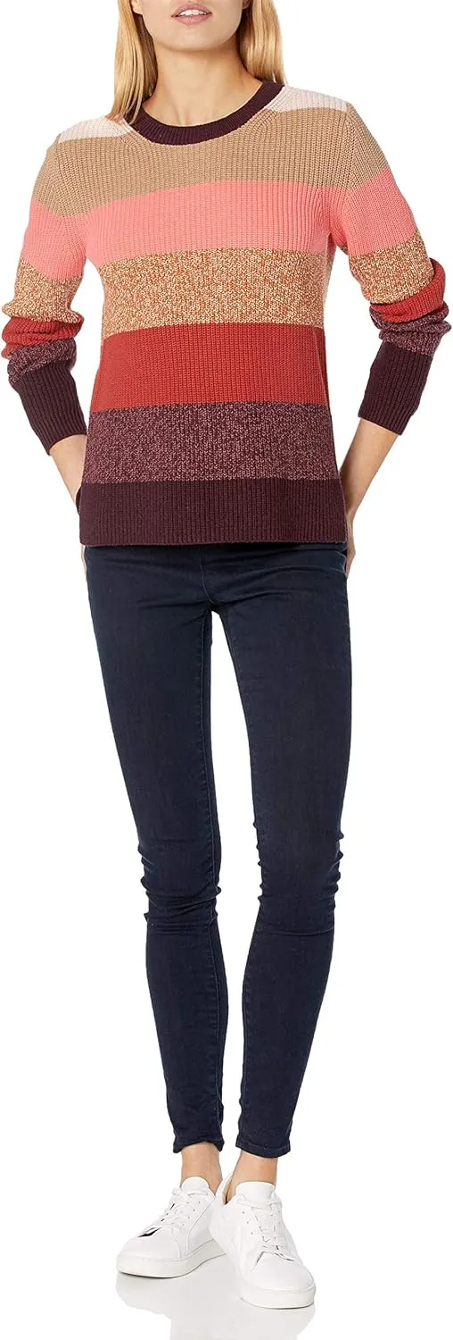Goodthreads Women's Cotton Shaker Stitch Crewneck Sweater
