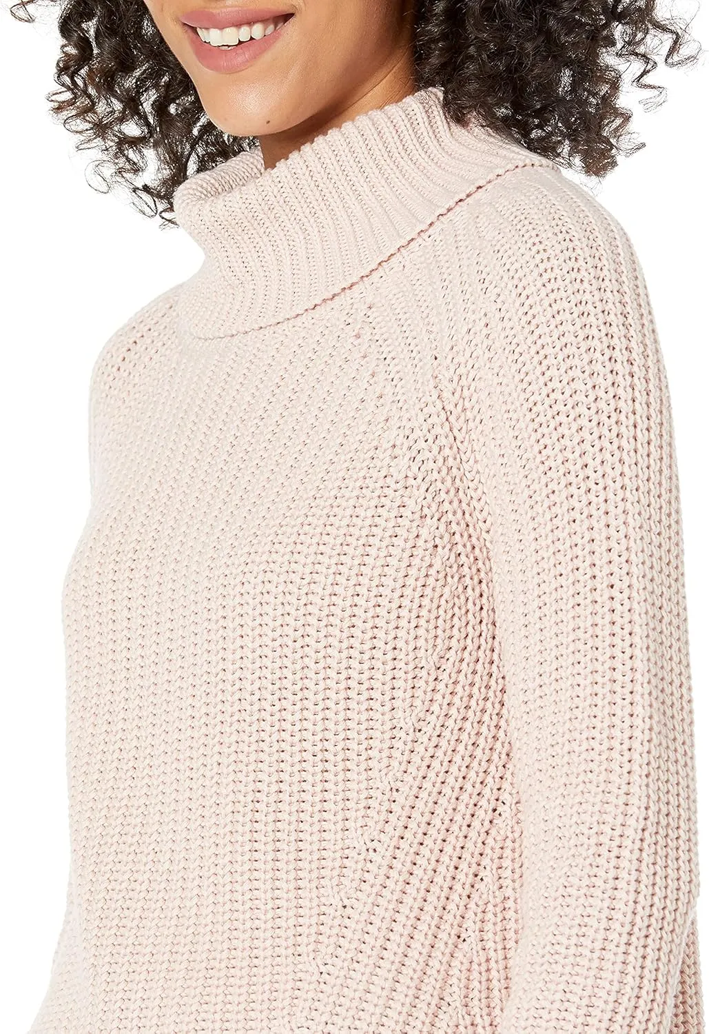 Goodthreads Women's Cotton Shaker Stitch Turtleneck Sweater