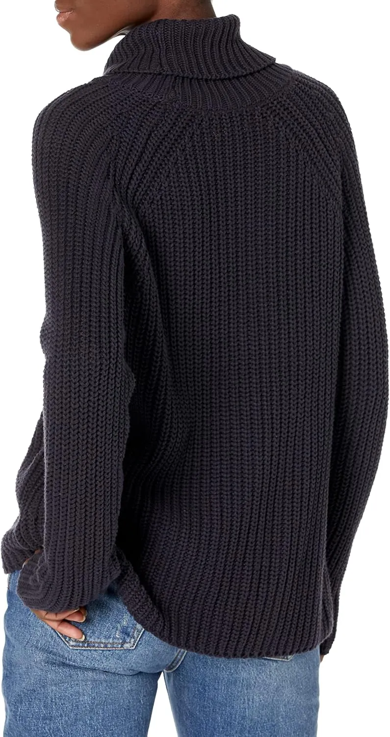 Goodthreads Women's Cotton Shaker Stitch Turtleneck Sweater