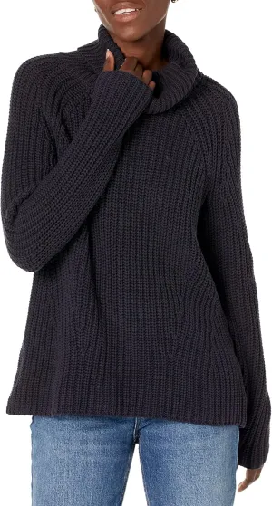 Goodthreads Women's Cotton Shaker Stitch Turtleneck Sweater