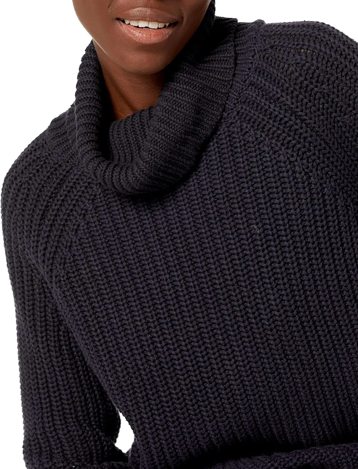 Goodthreads Women's Cotton Shaker Stitch Turtleneck Sweater