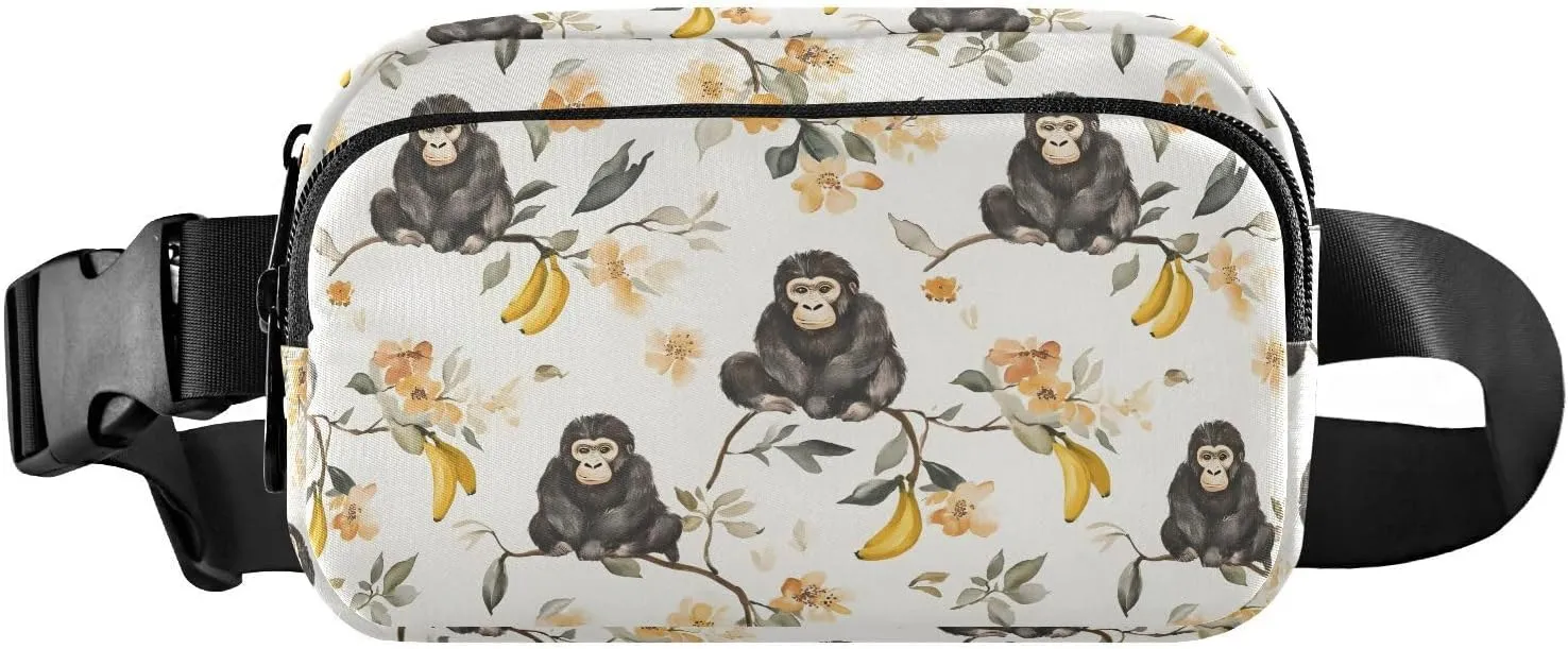 Gorilla Banana Fanny Pack Water Resistant, Women Men Waist Pack Sling Bag Purse for Travel Hiking