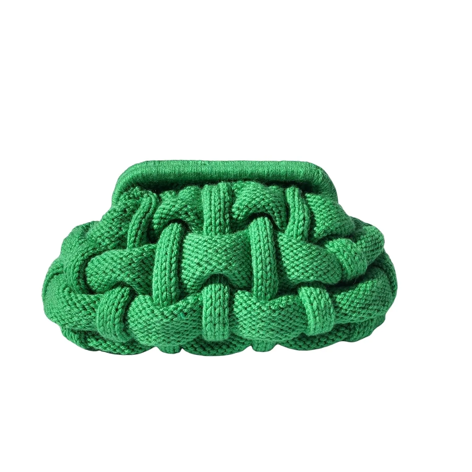 Green Knit Clutch Purse Handmade Party Bag Braided Pouch Winter Evening Clutch Bag For Women Bride Girl Friends